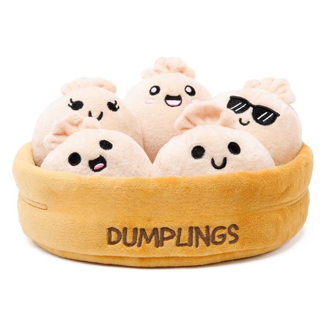 Plush Toy Basket Set with 5 Soft Stuffed Characters for Kids