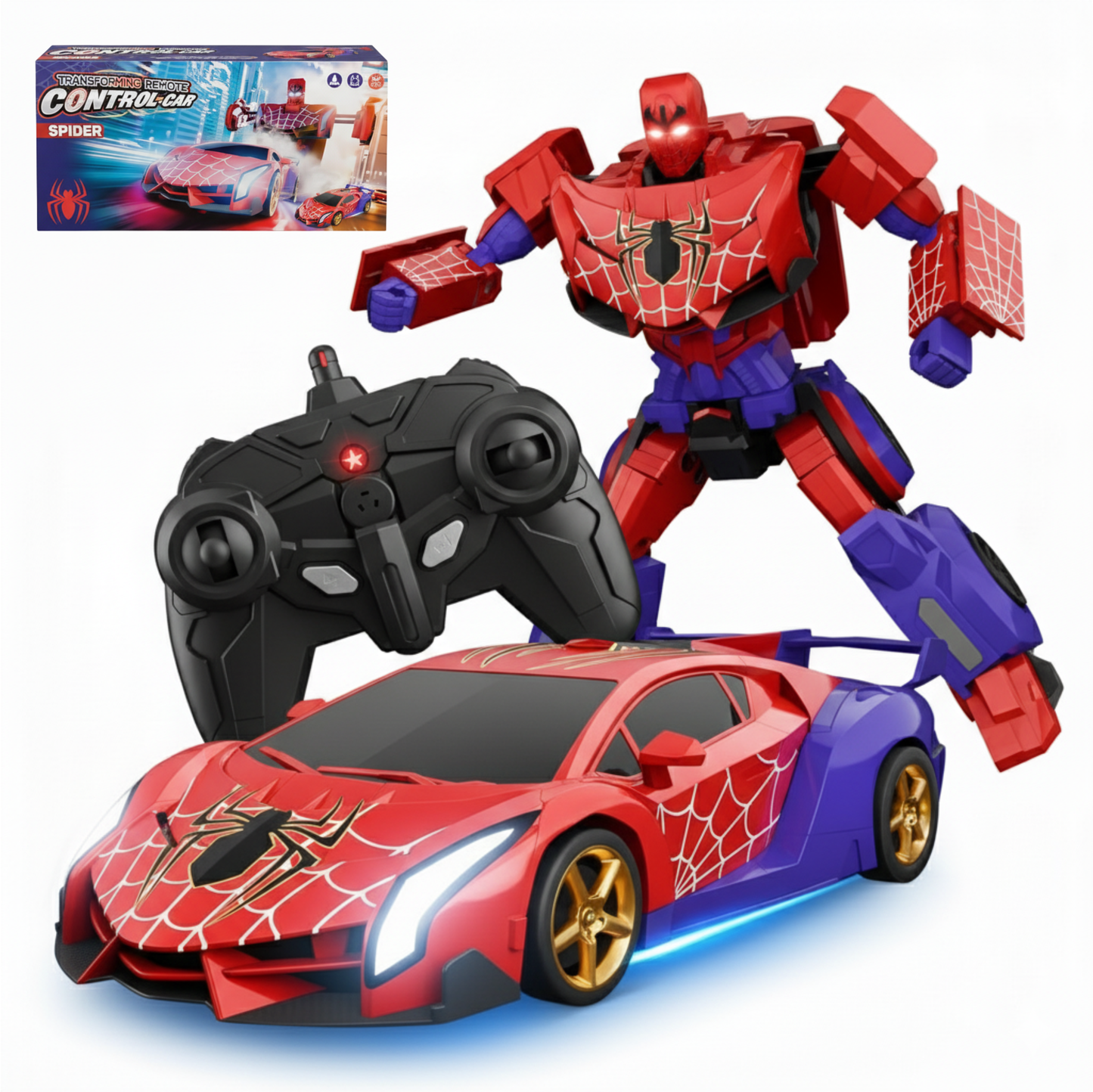RC Sport Car With Spider Man Theme and Transformer function