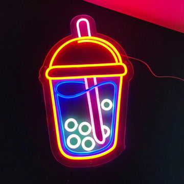 LED Neon Milk Tea Cup Decorative Art Sign