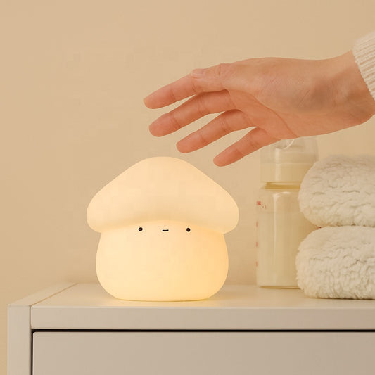 LED Mushroom Night Lamp with Timer, Silicone Body