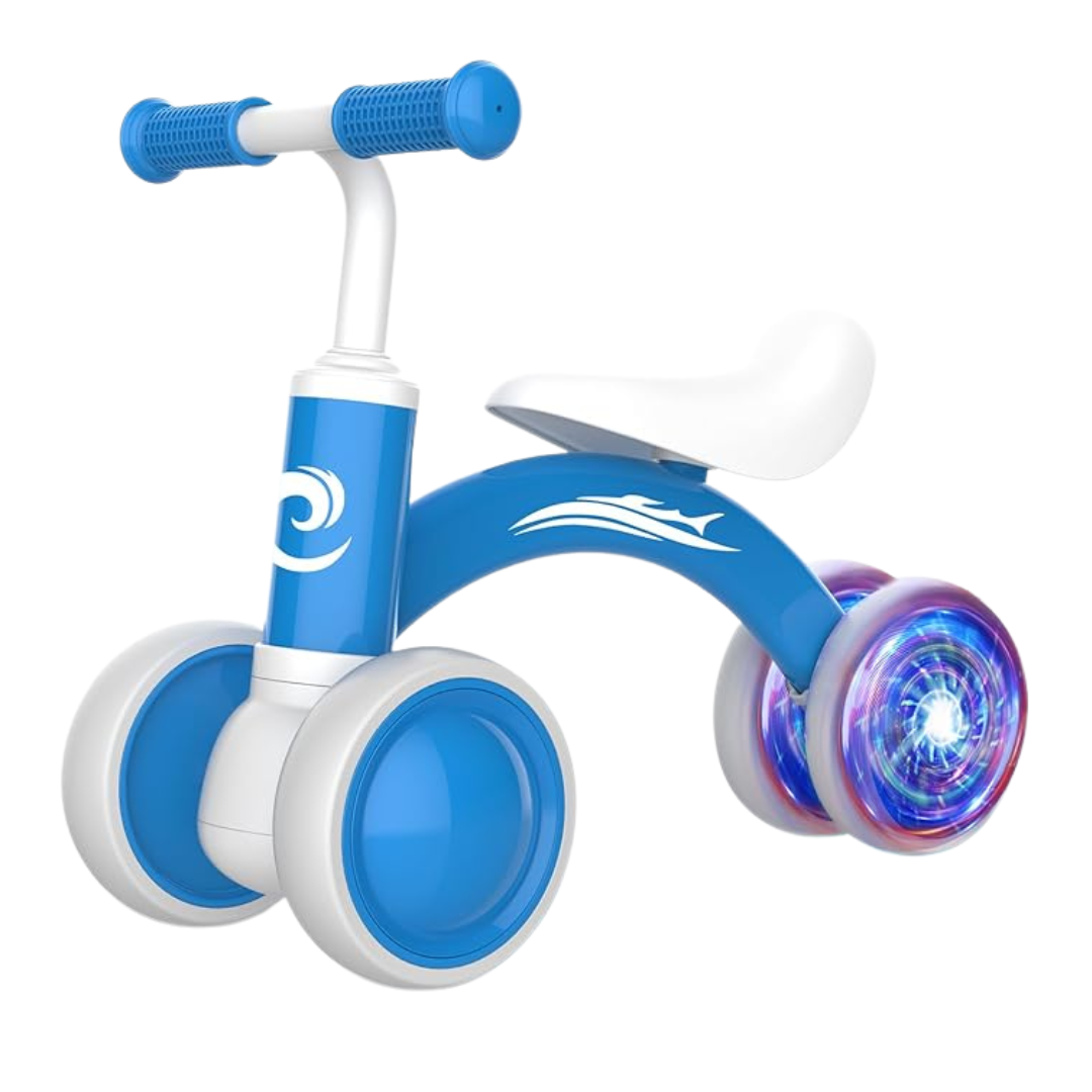 Light-Up Baby Balance Bike for 10-36 Months with Soft Seat & 4 Wheels