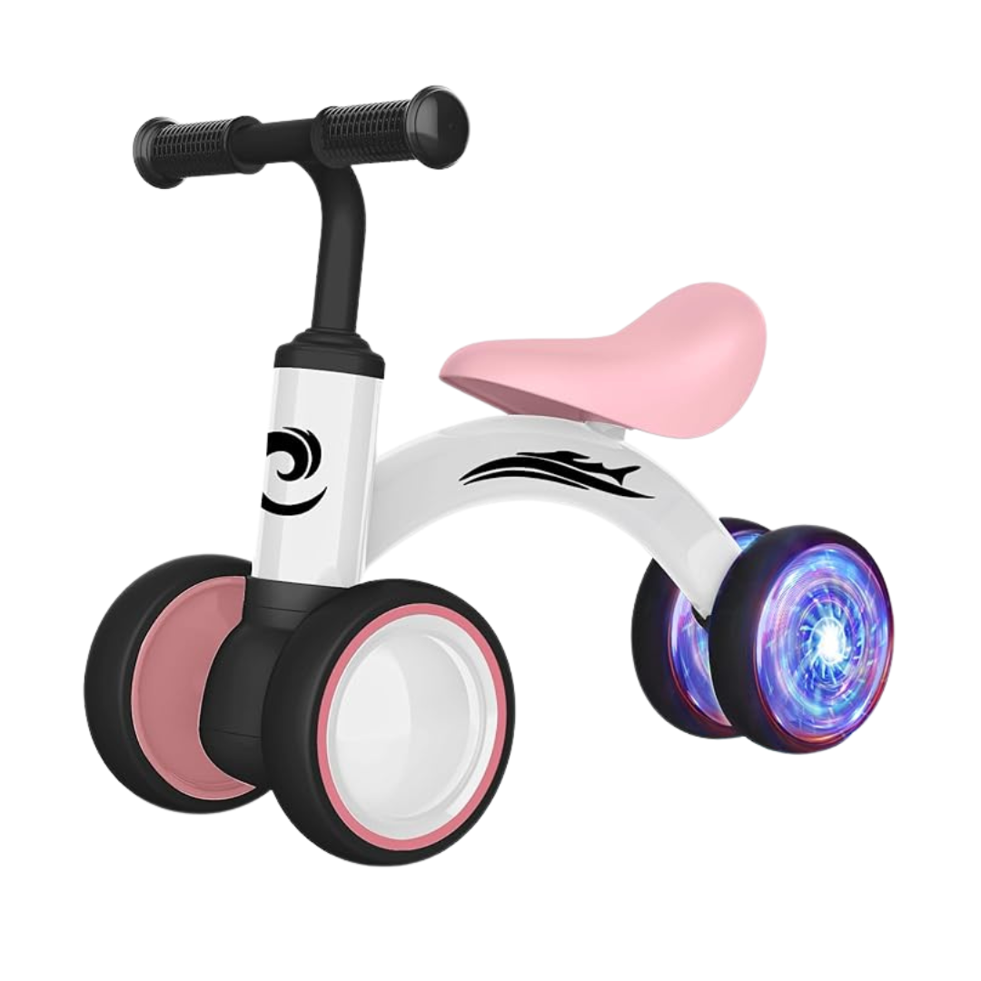 Light-Up Baby Balance Bike for 10-36 Months with Soft Seat & 4 Wheels