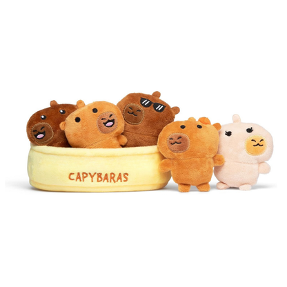 Plush Toy Basket Set with 5 Soft Stuffed Characters for Kids