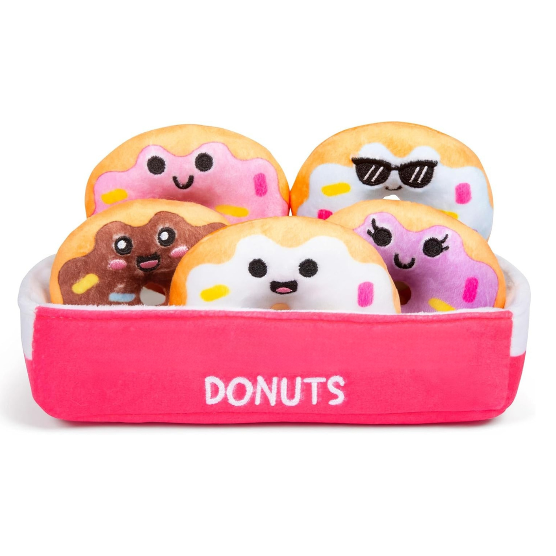 Plush Toy Basket Set with 5 Soft Stuffed Characters for Kids