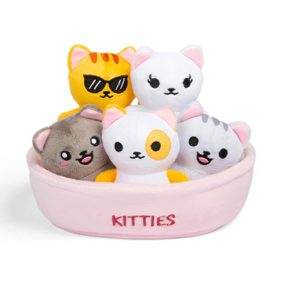 Plush Toy Basket Set with 5 Soft Stuffed Characters for Kids